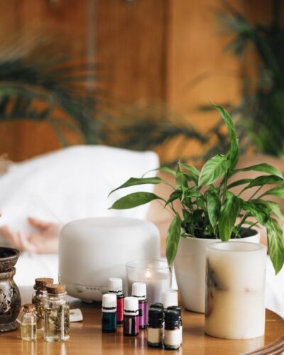 Ayurveda Aromatherapy Massage, Pouring Aromatic Oil in Essential Oil Diffuser